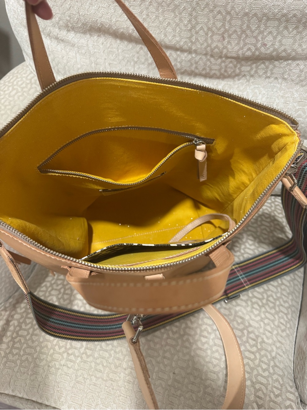 Consuela Diego slingback Tan Leather Messenger with Multicolor Stripe Strap - Picture 5 of 6
